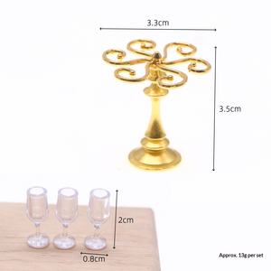 인형집 미니 시뮬레이션 와인잔 랙 합금 미니어처 완성된 장면 소품 모델 액세서리 - Product Image 2