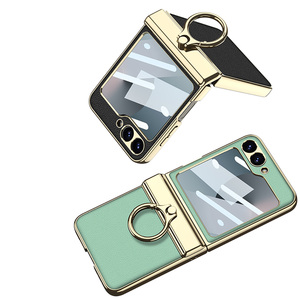 เคสพีซีบางเฉียบแบบแม่เหล็กสำหรับ <span class=keywords><strong>Z</strong></span> <span class=keywords><strong>Flip</strong></span> 5/6 พร้อมเคลือบผิวด้วยไฟฟ้า ดีไซน์ป้องกันการกระแทก พร้อมที่วางแหวน <span class=keywords><strong>NFC</strong></span> สีพื้น - Product Image 3