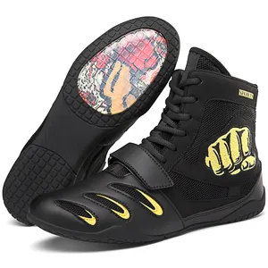 China Manufacturers Cheaper Professional Wrestling Shoes High Quality Leather Customize Boxing Shoes for Women Men