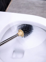 Ensemble de brosses de toilette pour salle de bain, en acier inoxydable, avec manche long, support mural, brosse manuelle pour un nettoyage en profondeur
