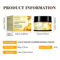 Crème réparatrice pour le visage au venin d'abeille en pot de 60g, logo personnalisé, anti-rides, raffermissante, hydratante, nourrissante, pour le soin des peaux sèches
