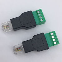 Adaptateur de borne à vis Globaltone, connecteur Ethernet RJ11 6P4C mâle vers 4 broches AV, plastique et métal noir et vert, modèle JT1281-1