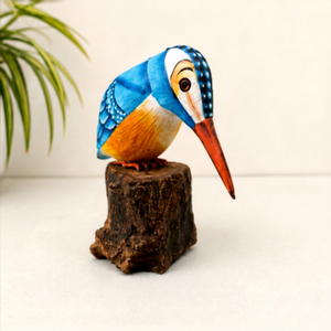 Figurine de pêcheur d'eau en bois faite à la main, écologique, artistique, de haute qualité, sculpture rustique, décoration de table, salon - Product Image 1
