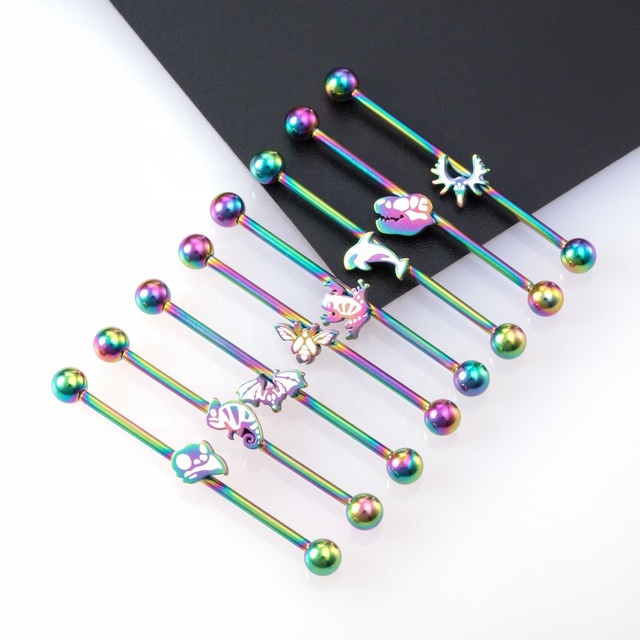 Xjy14G All 316L Stainless Steel Industrial Animal Barbell Earring Piercing Jewelry Great As Wedding Gift for Women and Men