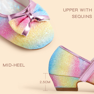Chaussures de <span class=keywords><strong>danse</strong></span> <span class=keywords><strong>latine</strong></span> à talon bas pour enfants Bowknot Sequin Princess Shoes pour filles - Product Image 4
