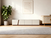 Meuble TV de Salon, Meuble de Rangement en Bois pour Télévision