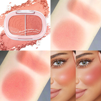 Palette de blush double couleur USHAS, poudre pressée légère et aérienne, multi-usages pour les yeux et les joues, blush naturel, longue tenue, maquillage