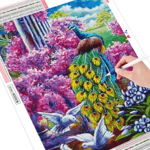 HUACAN Full Square Drill Pfau Diamant Malerei Vogel Tier Stickerei Kreuz stich Drops hipping Mosaik Dekoration Kunst Kits