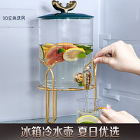 Seau de boisson froide de jus en verre à haute teneur en borosilicate avec robinet seau de brassage de vin blanc résistant aux hautes températures