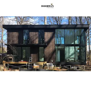 北美风格节能大视野窄框架热断铝玻璃窗木纹倾斜转窗