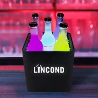 Seau à glace de luxe carré en acrylique pour vin, vodka, whisky, champagne et autres boissons