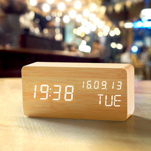 New Material MDF Voice Control AAA Battery and USB Charger <strong>Digital</strong> <strong>Desk</strong> <strong>Clock</strong> Wood Alarm <strong>Clock</strong> Wooden Led <strong>Digital</strong> Alarm <strong>Clock</strong> - Product Image 3