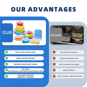 Hot bán ráp bạch kim Silicone lưu trữ nhà bếp container 350ml lò vi sóng trường xách tay gấp Bento ăn trưa hộp - Product Image 4