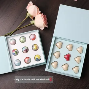 Boîte de papier d'emballage de <span class=keywords><strong>chocolat</strong></span> bleu <span class=keywords><strong>lac</strong></span> à 9 cavités avec support - Product Image 1