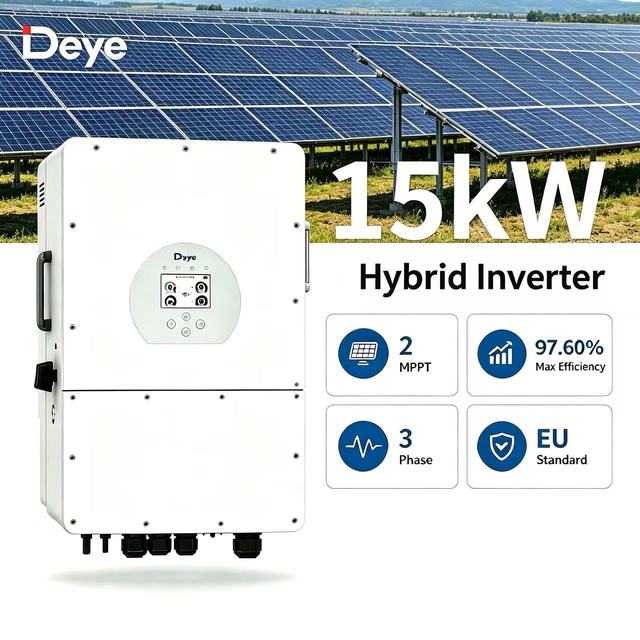 High Quality Deye Hybrid Solar 15kW Inverter Energy Storage High Voltage Solar Inverter for Home Use
