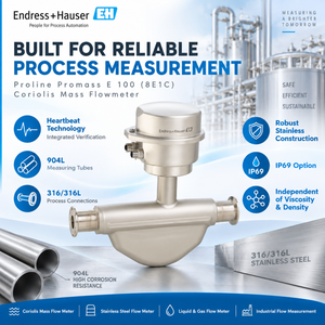 Débitmètre massique Coriolis compact Endress+Hauser Proline Promass E 100 8E1C pour la mesure de la densité et de la température du gaz et de l'air OEM - Product Image 4