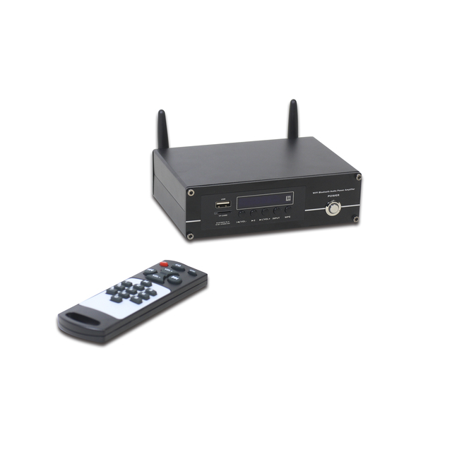 2 Channels WiFi Network Audio Amplifier With Bluetooth, USB, SD and Aux Inputs,stereo Speaker Outputs, Controlled by APP