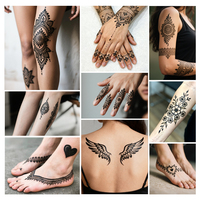Kit de Tatouages au Henné Naturel Imperméable GP Wholesale – Motifs Indiens, Faux Tatouages pour Femmes (Visage, Corps, Bras) – Fournitures de Fête