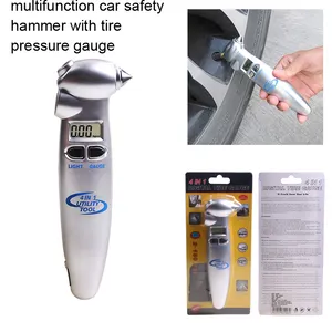 Multifunktions tragbares Notfall-Werkzeugset Sicherheits hammer Stahl Autoreifen Manometer