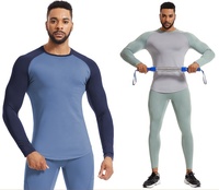 Hommes Compression T Shirt 85% Polyester 15% Spandex Manches Longues Sport Training Gym Baselayer Sportswear Compression T Shirt