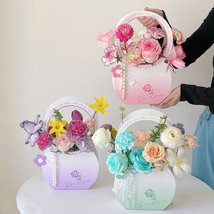 Venta al por mayor cajas de cartón para flores cajas de rosas cesta de flores para ramo - Product Image 2