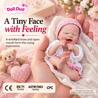 Maßgefertigte 6 Zoll Silikon Reborn Baby Puppe mit Weinendem Gesicht, Rosa Mütze, Weißes Oberteil, Lebensecht Handbemalt, Thanksgiving-Geschenk für Kinder