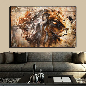 Decorazione murale di arte cristiana religiosa con Poster di <span class=keywords><strong>leone</strong></span> e gesu stampa su tela con immagini moderne per la decorazione del soggiorno - Product Image 4