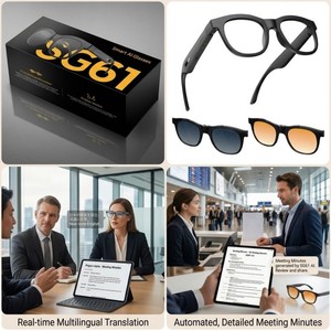Gafas de Audio Inteligentes SG61, Gafas de Sol Inalámbricas con Traducción por IA, Grabador de Reuniones, Llamadas con Manos Libres - Product Image 1