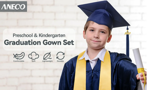 Venta al por mayor niños en edad preescolar uniforme niño académico verde brillante jardín de infantes graduación bata faja vestidos niños primaria gorras vestido - Product Image 2