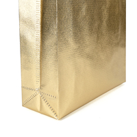 Borsa Regalo Premium Ecologica in Tessuto Non Tessuto Dorato Lucido con Effetto Laser, Grande Borsa Riutilizzabile Laminata per lo Shopping