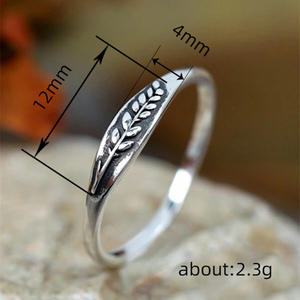 T0184 Anello Placcato Argento 925 con Motivo Vegetale, Stile Rustico, Regalo Unisex, Anelli alla Moda - Product Image 4