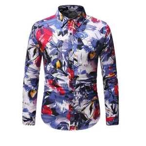 Толстая шелковая атласная рубашка с цветочным принтом на пуговицах стильная сублимационная Мужская рубашка с длинными рукавами под заказ