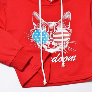 Customized New Design <b>Red</b> <b>Hoodie</b> Crop Top with High Quality at Reasonable Price - Product Image 6