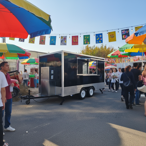 Remorque de restauration rapide BBQ, cuisine mobile de vente ambulante, burger, pizza, hot-dog, glace, café, <span class=keywords><strong>bar</strong></span>, remorquable, résistant à la rouille, 4 roues pour - Product Image 1