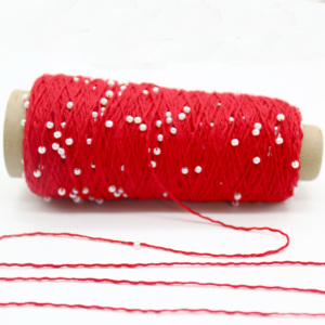 Mercerized Beads <strong>Red</strong> <strong>Sequin</strong> with 4MM Light PET Pearls GRS OEKO Certified Pearl Yarn for Knitting and Crochet Beads Yarn - Product Image 4