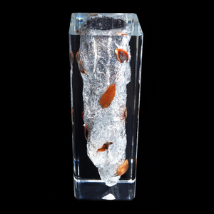 Jarrón Moderno de Estilo Nórdico con Cristal Transparente y Acabado Brillante, Hecho a Mano, con Esquinas Redondeadas, Textura de Piedra Interna con Diseño de Hojas, NB-VSY05 High Tr - Product Image 4