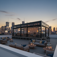 Pergola électrique extérieure Airfun Premium en MDF avec toit à lames orientables, imperméable, éco-responsable, pavillon pare-soleil, éclairage LED, revêtement poudré