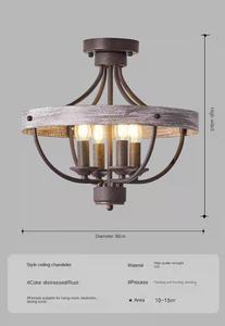 American Country <span class=keywords><strong>Lustre</strong></span> de restaurant en fer Style rétro industriel Lampe noire Creative Bedroom Study <span class=keywords><strong>Plafonnier</strong></span> - Product Image 6