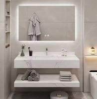 Desain Hotel Kabinet Dinding Kustom dari Batu Sinter Marmer dengan Wastafel Tunggal untuk Proyek Konstruksi