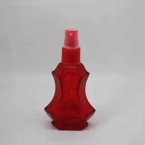 厂家价格红色50毫升空磨砂香水玻璃瓶带塑料盖