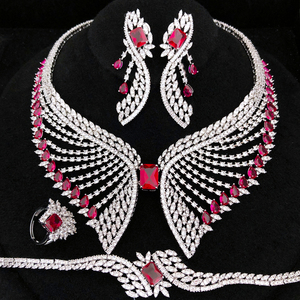 T028D lüks hint düğün takı setleri kadınlar yeni Trendy 4 adet Waterdrop gelin setleri zirkon taşlar pirinç Inspired <span class=keywords><strong>Dubai</strong></span> - Product Image 4