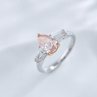 Anelli di Fidanzamento di Lusso a Goccia con 3 Diamanti Rosa Fantasia Coltivati in Laboratorio, in Oro Rosa e Bianco 18K, Anelli alla Moda per Donne