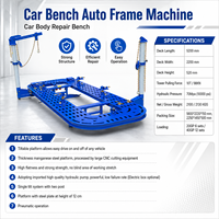 Machine de redressage de châssis hydraulique stable, pression hydraulique 70 MPa, longueur 5200 mm, pour la réparation de châssis de voitures accidentées