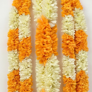 Artificial Flower Garland Orange <b>White</b> <b>Hanging</b> Decoration Marigold Style Floral Toran for Wedding Festival Home and Temple Decor - Product Image 2