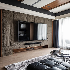 Panel dinding PU imitasi geometris Veneer batu jamur buatan menyerap air Modern tahan api tahan air untuk - Product Image 4