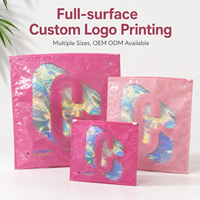 Sacs en plastique refermables avec logo personnalisé, imprimés par gravure, film holographique laser découpé, recyclables, pour chaussettes, vêtements, fourrures, emballage, fermeture éclair