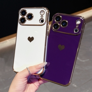เคสโครเมียมกันกระแทก4มุมสำหรับ iPhone 11/12 Pro/13/14/15/16/17 Air/17 PROMAX <span class=keywords><strong>Heart</strong></span> Design - Product Image 1