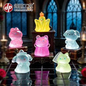 Mini figurines lumineuses d'animaux d'Halloween (chien, vampire, lapin) en résine, décorations de bureau pour enfants de 7 à 12 ans - Product Image 2