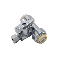 Robinet d'arrêt d'angle à double compression sans plomb CUPC NSF-61, chrome, robinet à 3 voies, robinet d'arrêt de toilette avec 2 poignées