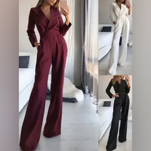 Combinaison élégante pour femme à col asymétrique, manches longues, taille ajustée, couleur unie, style chinois, tendance - Product Image 1